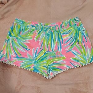 Lilly Pulitzer Pink and Green Palm Print Shorts